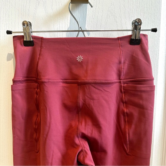ATHLETA Transcend Stash Crop Straight Leg Coral Activewear Leggings Tight Pants - Picture 7 of 12